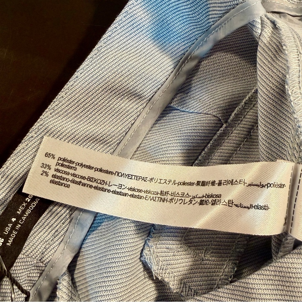 NWT Zara Light Blue Twill Cigarette Slim Leg Cropped Pants Size 4 - Picture 8 of 16